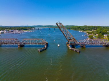 Old Saybrook Old Lyme Bridge is the last crossing the Connecticut River at the mouth between town of Old Saybrook and Old Lyme, Connecticut CT, USA. It is a Truss bridge with a bascule span. 