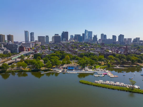 Boston Finanční Čtvrť Moderní Město Panorama Letecký Pohled Charles River — Stock fotografie
