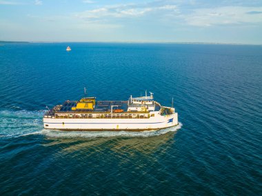 Cross Sound Ferry MV John H at the mouth of Thames River in New London, Connecticut CT, USA. The ferry operate between New London and Long Island, New York. 