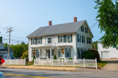 Historic colonial style house on 146 Central Avenue in historic city center of Dover, Massachusetts MA, USA. 