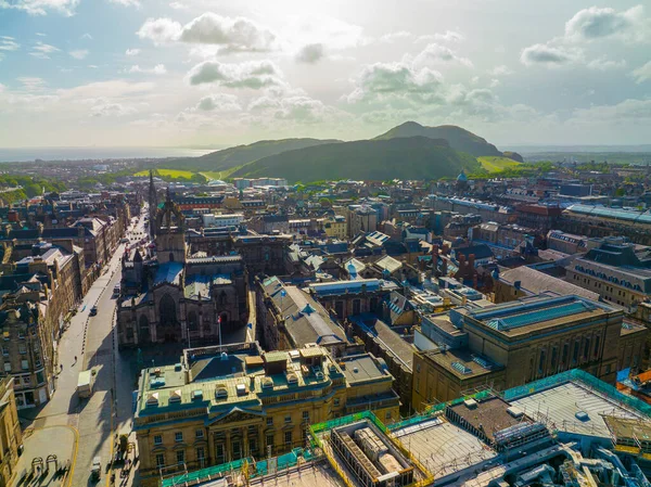 Giles Cathedral Aerial View Royal Mile Holyrood Park Old Town — Stock Photo, Image