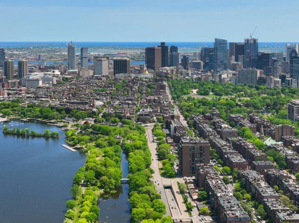 Distretto Finanziario Boston Skyline Città Moderna Vista Aerea Con Charles — Foto Stock