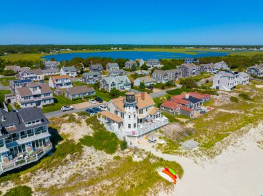 Martı Sahili Deniz Feneri manzarası Great Island 'da Martı Sahili, Batı Yarmouth, Cape Cod, Massachusetts MA, ABD. 