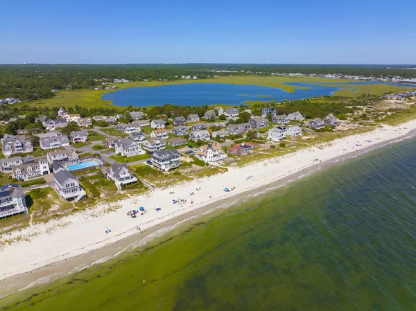 Sea Gull Beach Lighthouse Aerial View Great Island Next Seagull — Stock Photo, Image