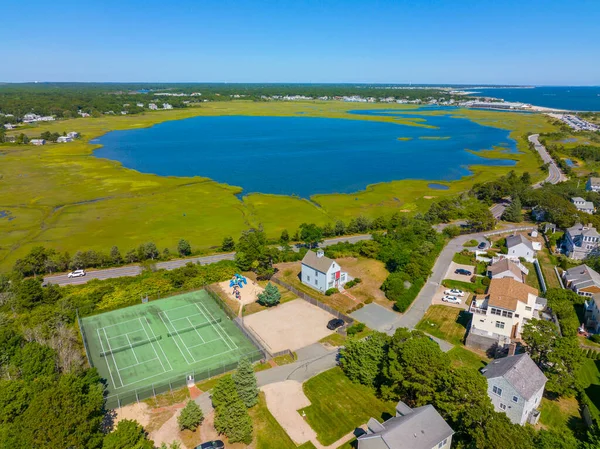 Lewis Pond Aerial View Next Seagull Beach West Yarmouth Cape — Stock Photo, Image