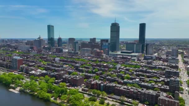 Boston Back Bay Skyline Cidade Moderna Incluindo John Hancock Tower — Vídeo de Stock