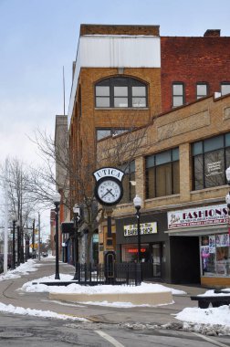 Utica şehir merkezindeki Lower Genesee Caddesi 'ndeki tarihi ticari bina Utica, New York State NY, ABD. Bu bölge, Ulusal Tarihi Konumlar Kaydı 'dır..