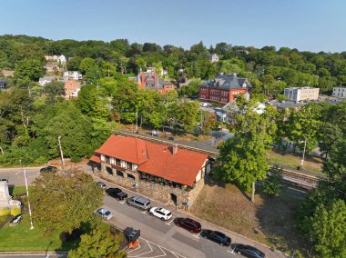 Belmont Tren İstasyonu tarihi Belmont, Massachusetts MA, ABD. 