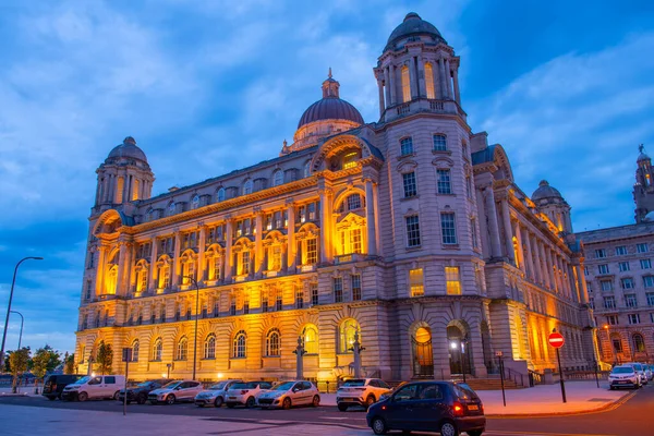 Port of Liverpool Building was built in 1907 on Pier Head in Liverpool, Merseyside, UK. Liverpool Maritime Mercantile City is a UNESCO World Heritage Site.
