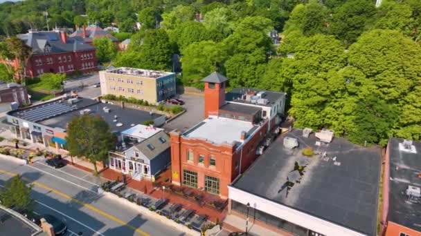 Edifício Histórico Estação Bombeiros Leonard Street Centro Histórico Belmont Massachusetts — Vídeo de Stock