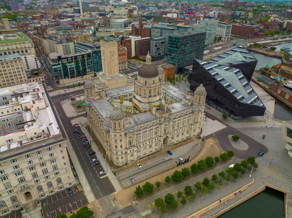 Port of Liverpool Building was built in 1907 on Pier Head in Liverpool, Merseyside, UK. Liverpool Maritime Mercantile City is a UNESCO World Heritage Site.