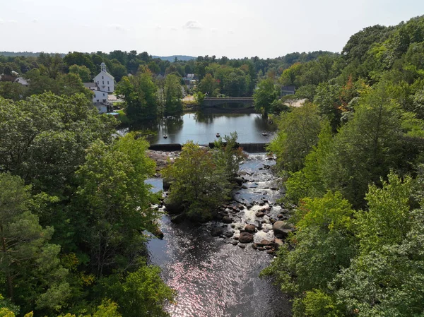 Great Falls Contoocook River Bennington Történelmi Belvárosában New Hampshire Usa — Stock Fotó