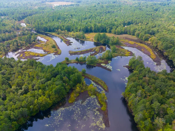 Contoocook River Marsh Aerial View Powder Mill Pond Town Greenfield — Stockfoto
