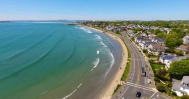 Boston, Massachusetts MA, ABD yakınlarındaki Swampscott kasabasındaki Kings Beach hava manzarası. 