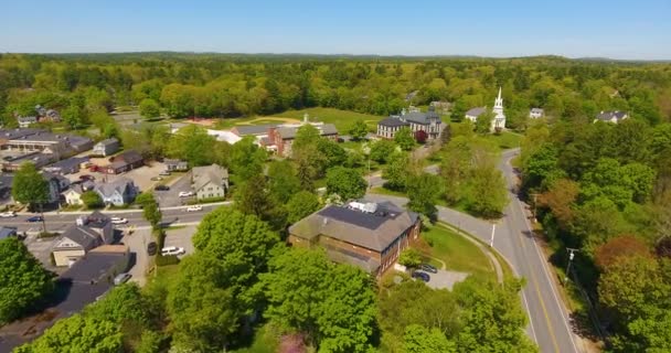 Topsfield Historic Center Air View Including Town Hall Elementary School — стокове відео