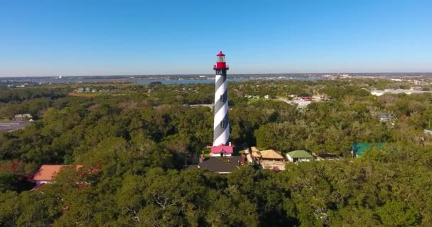 Augustine Lighthouse Aerial View Light National Historic Landmark Anastasia Island — Stock Video
