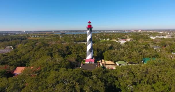 Augustine Lighthouse Air View Light National Historic Landmark Anastasia Island — стоковое видео