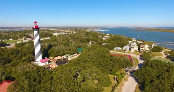 Augustine Lighthouse Air View Light National Historic Landmark Anastasia Island — стоковое видео
