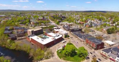 Watertown tarihi merkez hava görüntüsü Watertown Meydanı ve ana cadde Watertown, Massachusetts MA, ABD. 