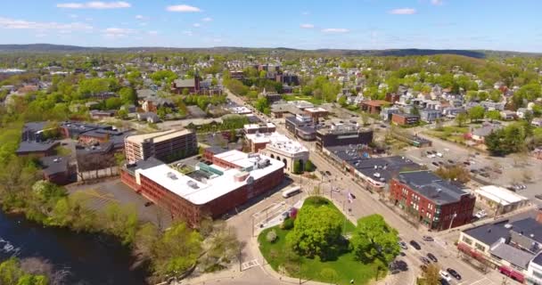 Watertown Historic Center Aerial View Watertown Square Main Street City — Stock Video