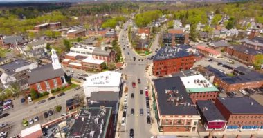 Andover 'ın Andover, Massachusetts, MA, ABD' deki tarihi merkezinin hava görüntüsü.. 