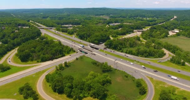 Flygfoto Över Utväxlingen Motorväg 495 Vid Avfart Med Route Staden — Stockvideo