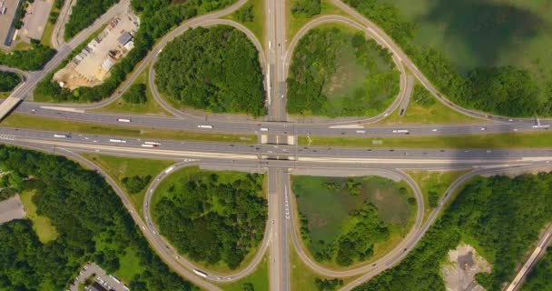 Luchtfoto Van Kruising Bij Interstate Highway 495 Bij Afrit Met — Stockvideo