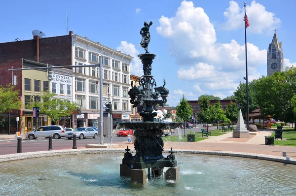 Fuente Histórica Public Square Centro Watertown Norte Del Estado Nueva — Foto de Stock