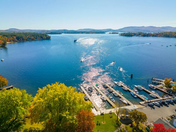 Winnipesaukee Gölü hava manzaralı Wolfeboro tarihi şehir merkezi, New Hampshire NH, ABD. 