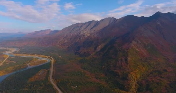 Denali Ulusal Parkı Nenana Nehri Alaska Yolu Namı Diğer George — Stok video