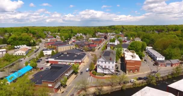 Aerial View Historic Maynard Town Center 1847 Assabet Woolen Mill — Stock videók