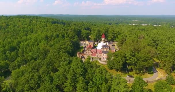 Searles Castle Aerial View Grand English Tudor Style Built 1905 — Stock video