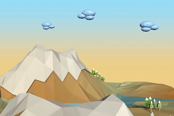 Landscape Low Poly — Stock Photo, Image