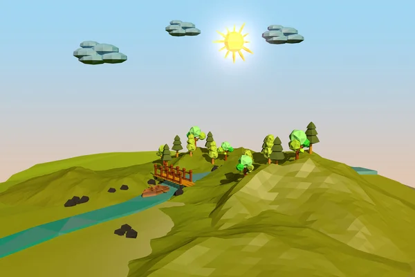 Landscape Low Poly — Stock Photo, Image