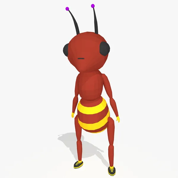 Cartoon ant low poly style — Stock Photo, Image