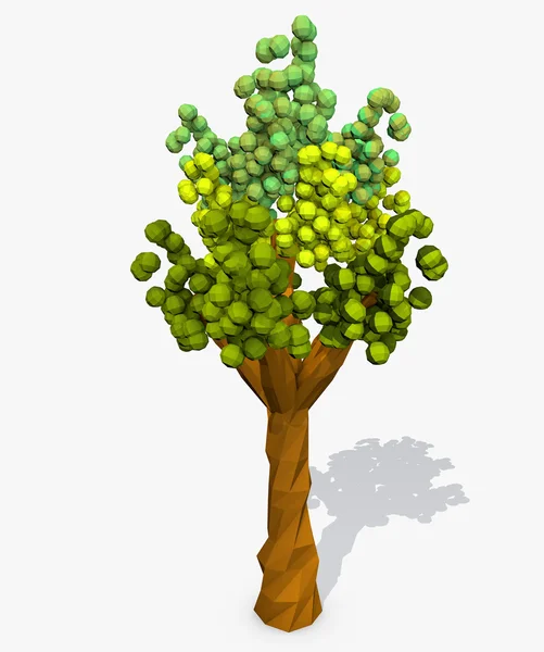 Drzewa w stylu kreskówki niski poli — Zdjęcie stockowe