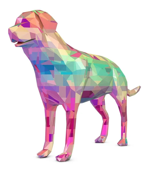 Dog Low Poly Bílém Pozadí Vykreslování Ilustrace — Stock fotografie