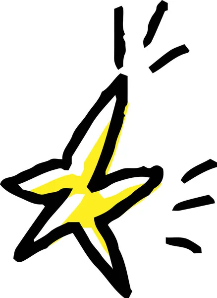 これは子供が描いた輝く星の落書きのイラストです — ストックベクタ