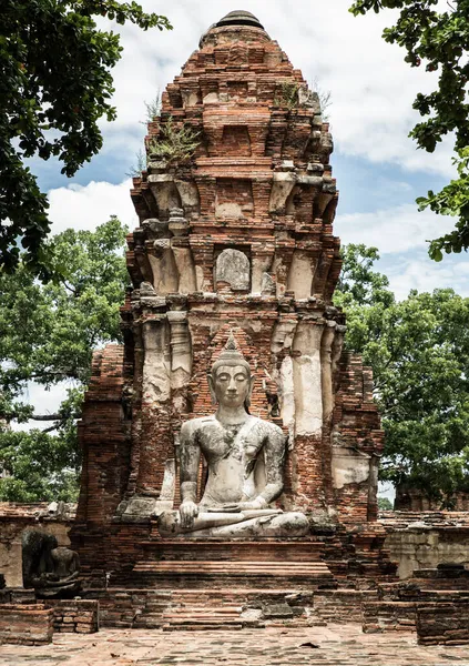 Aytthaya Tailândia Agosto 2020 Estátua Buddha Antiga Wat Phra Mahathat — Fotografia de Stock