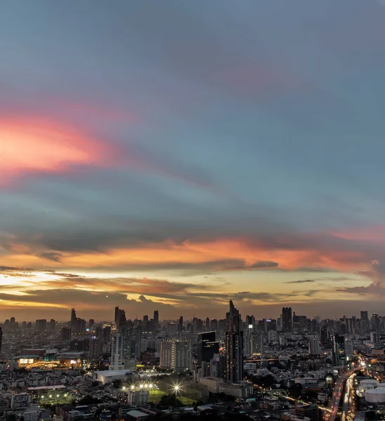 Bangkok Tailândia Setembro 2021 Vista Aérea Belo Pôr Sol Sobre — Fotografia de Stock