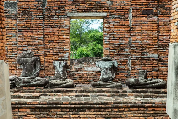 Aytthaya Thaïlande Août 2020 Ancienne Statue Bouddha Endommagée Dans Ancien — Photo
