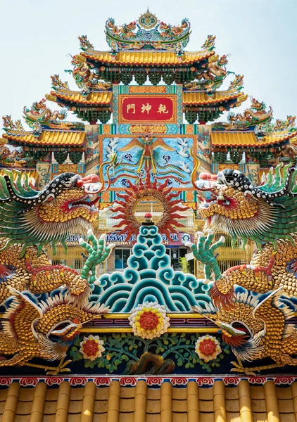 Чонбурі Таїланд Лютого 2022 Архітектура Великого Даху Китайські Дракони Прикрашають — стокове фото