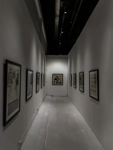 泰国曼谷 2022年2月 06日 照片陈列在艺术画廊展览室的白墙上 摄影中的美术概念 没有重点 特别是 — 图库照片