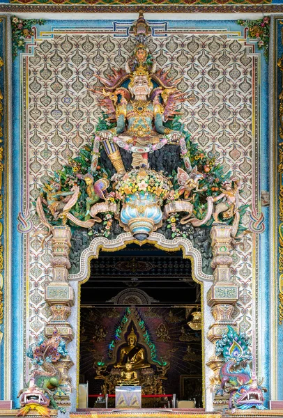 Bangkok Tailândia Fev 2022 Elabore Esculturas Entrando Igreja Budista Famoso — Fotografia de Stock