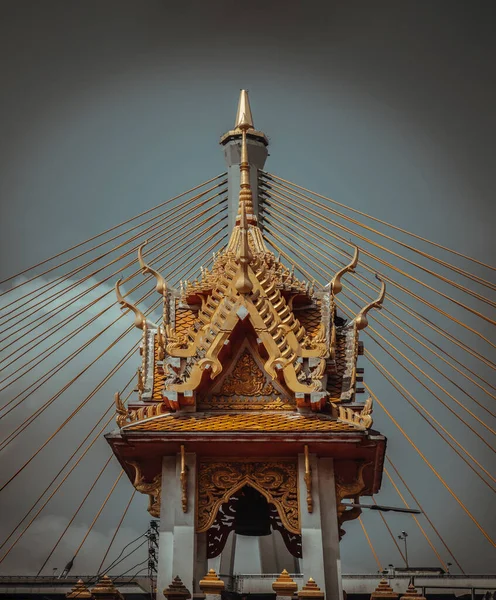 Bangkok Thailand Mär 2022 Schöner Buddhistischer Tempel Mit Hängebrücke Hintergrund — Stockfoto