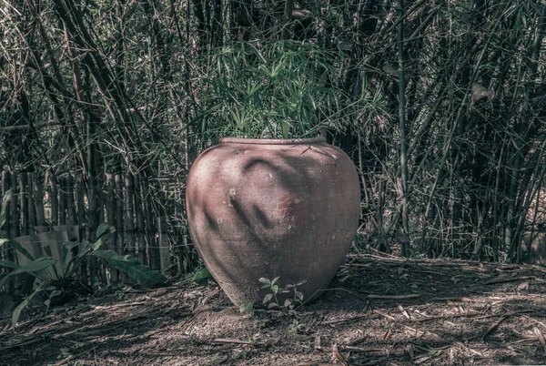 Oude Grote Aarden Pot Grote Vintage Kleipot Voor Waterberging Grond — Stockfoto