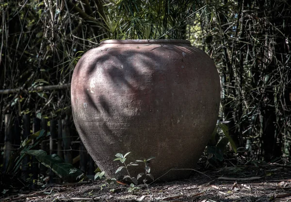 Oude Grote Aarden Pot Grote Vintage Kleipot Voor Waterberging Grond — Stockfoto