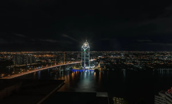 Μπανγκόκ Ταϊλάνδη Μαΐου 2022 Όμορφη Θέα Στους Ουρανοξύστες Και Γέφυρα — Φωτογραφία Αρχείου