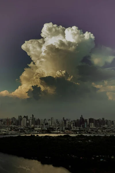 Бангкок Таиланд Мая 2022 Года Воздушный Вид Вечернее Время Над — стоковое фото