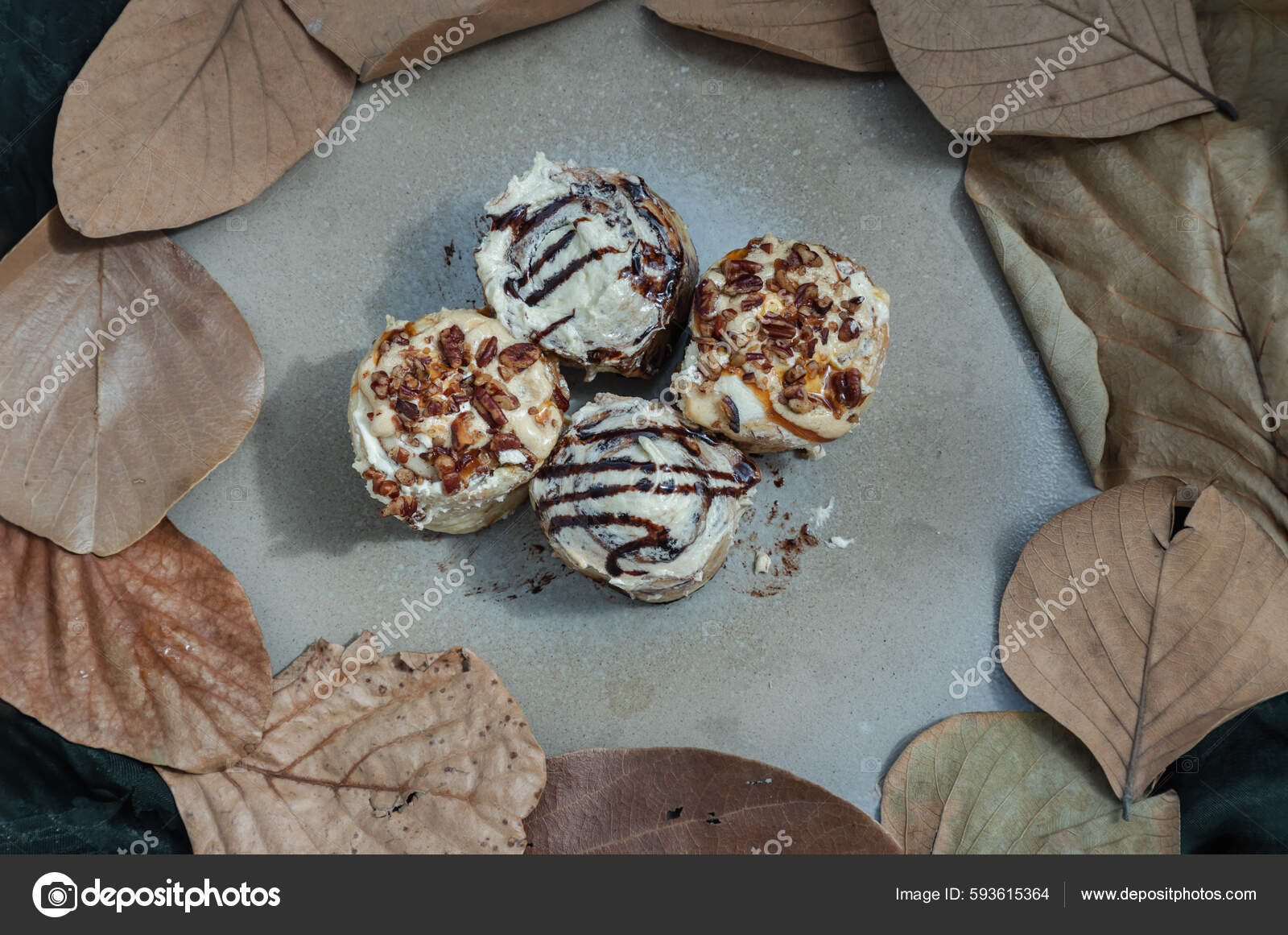 Two Cinnabon Chocobon Soft Chocolate Buns Topped Rich Cream Cheese